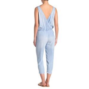 New Cloth & Stone Women's Blue Deep Surplice Back Chambray Jumpsuit